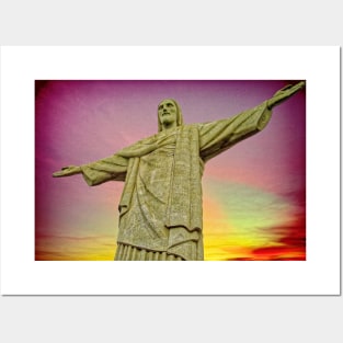 Cristo Redentor at sunset Rio de Janeiro Posters and Art